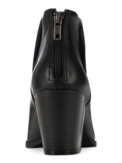 SUN STONE Womens Black V-Notched Sides Slip Resistant Elizaa Pointed Toe Block Heel Zip-Up Booties 8 M