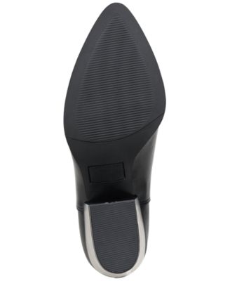 SUN STONE Womens Black V-Notched Sides Slip Resistant Elizaa Pointed Toe Block Heel Zip-Up Booties M