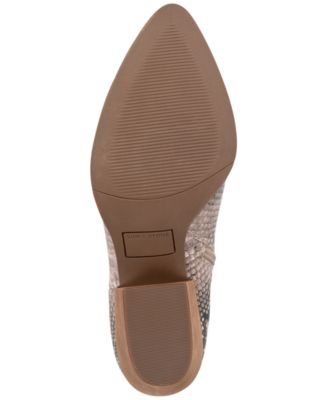 SUN STONE Womens Beige Snakeskin Breathable Eryn Pointed Toe Block Heel Zip-Up Booties M