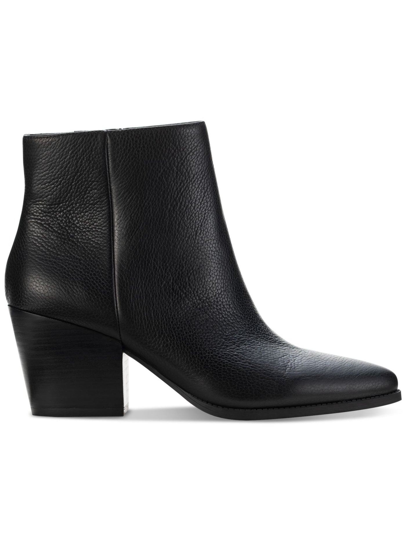 SUN STONE Womens Black Cushioned Pointed Toe Block Heel Zip-Up Leather Booties 10