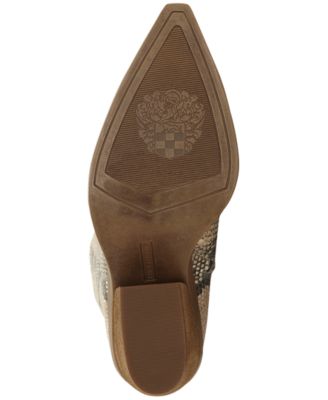 VINCE CAMUTO Womens Beige Snake Print Padded Gravana Pointed Toe Block Heel Zip-Up Leather Dress Cowboy Boots M
