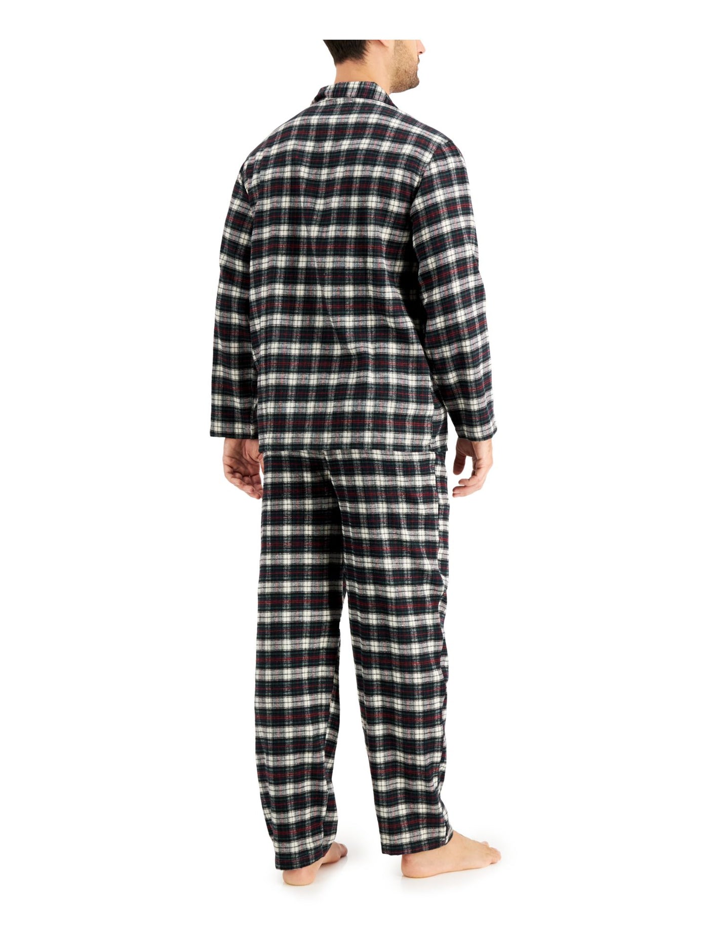 CLUBROOM Mens Green Plaid Pocketed Long Sleeve Button Up Top Straight leg Pants Pajamas XXL