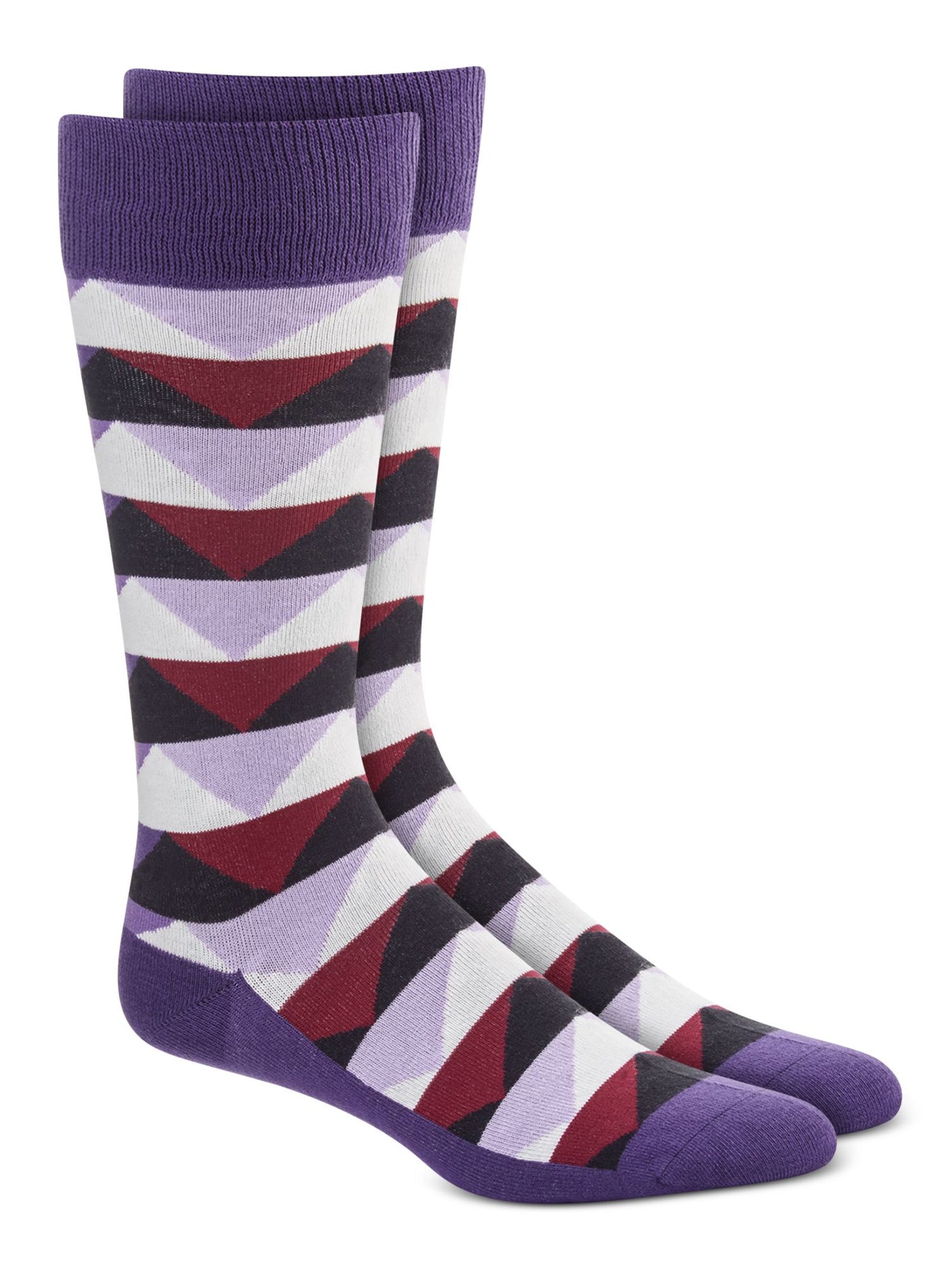 ALFANI Mens Purple Abstract Print Moisture-Wicking Seamless Colorful Dress Over The Calf Socks 7-12