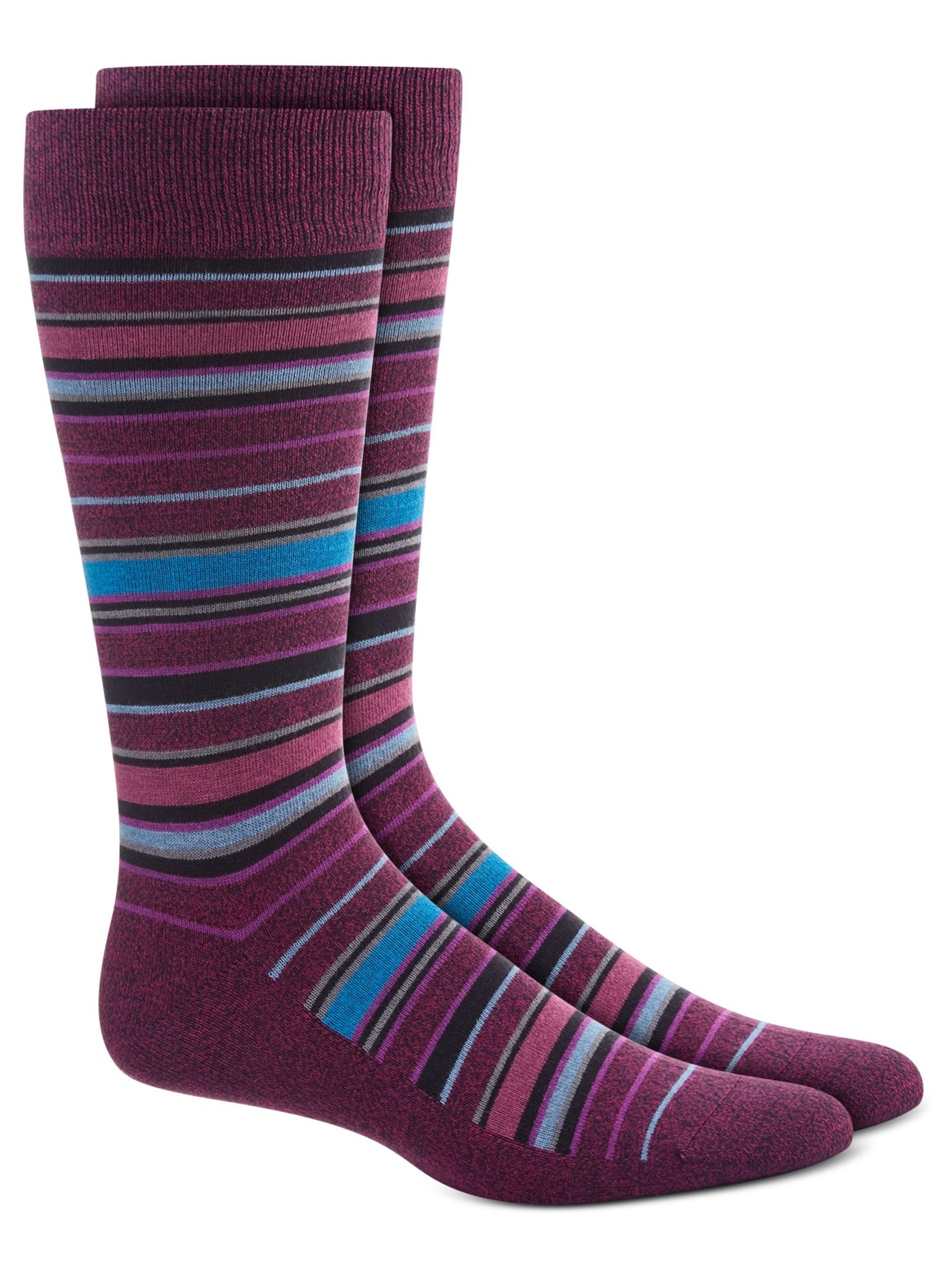 ALFANI Mens Purple Rayon Striped Moisture Wicking Casual Crew Socks 7-12