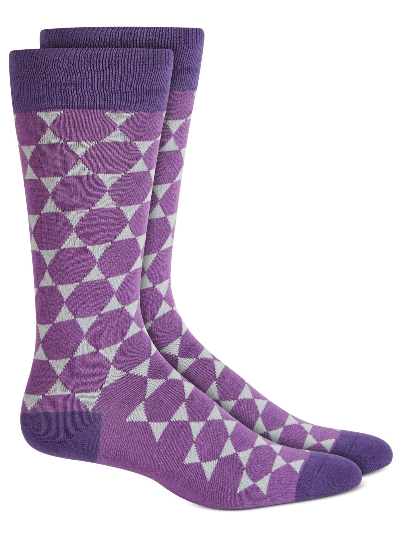ALFATECH BY ALFANI Mens Purple Rayon Geometric Moisture Wicking Seamless Casual Crew Socks 7-12