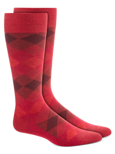 ALFANI Mens Red Rayon Ombre Diamond Moisture Wicking Casual Crew Socks 7-12