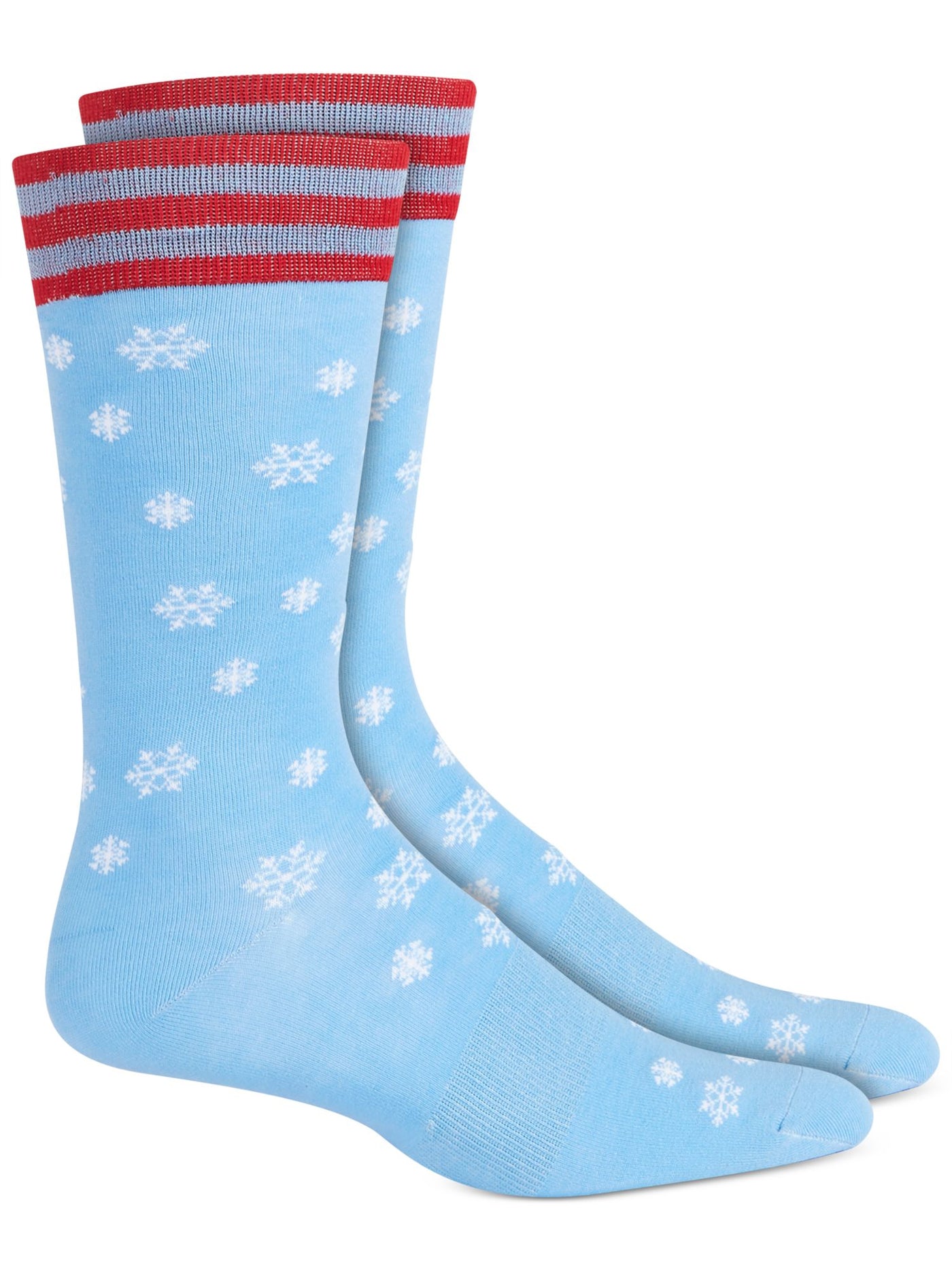 BAR III Mens Light Blue Printed Snowflake Novelty Crew Socks 7-12