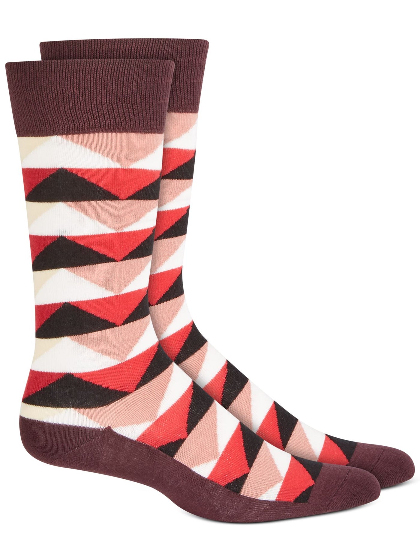 ALFATECH BY ALFANI Red Patterned Moisture-Wicking Seamless Colorful Dress Over The Calf Socks 7-12