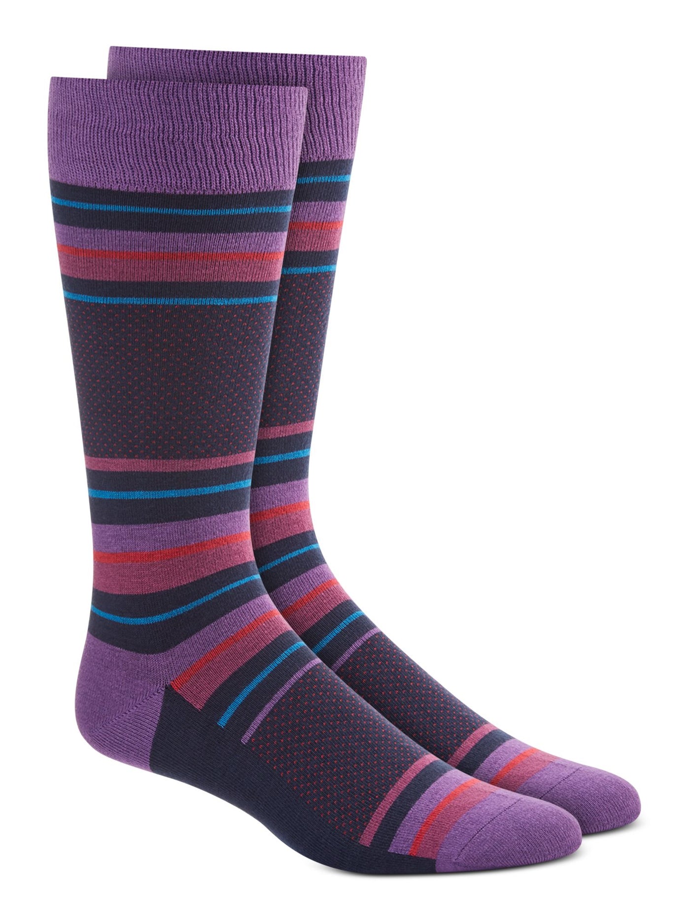 ALFANI Mens Purple Rayon Striped Color Block Moisture Wicking Casual Crew Socks 7-12