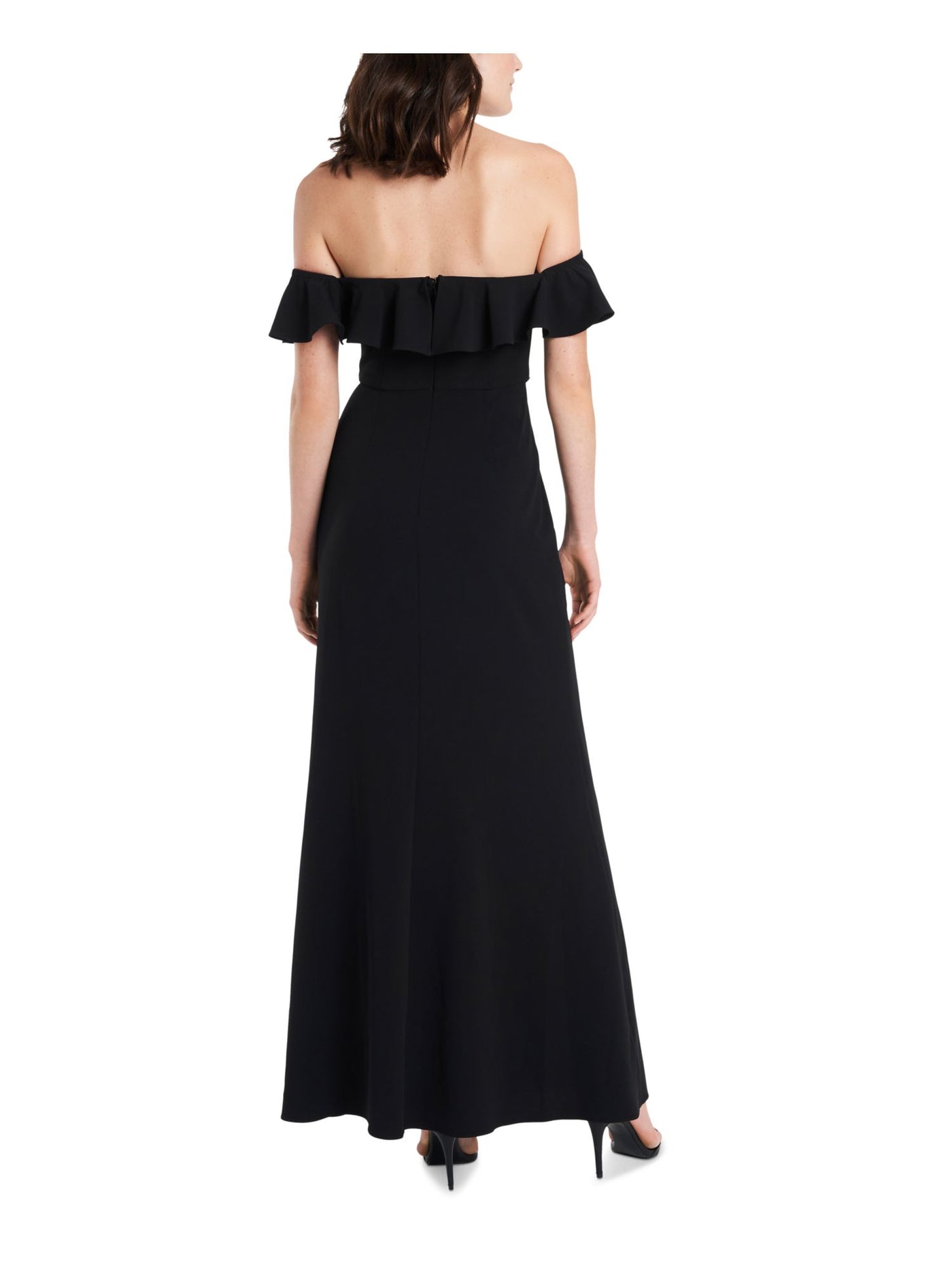 MSK Womens Black Ruffled Embellished Sleeveless Off Shoulder Maxi Formal A-Line Dress 6