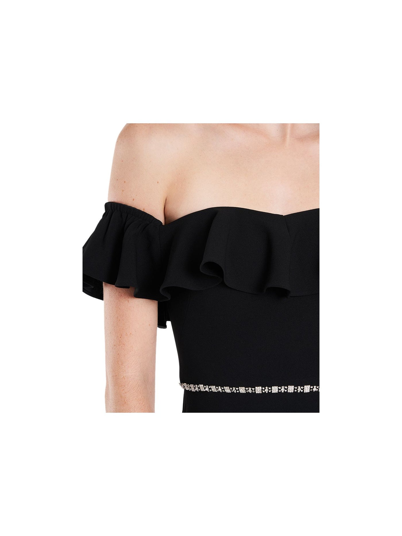 MSK Womens Black Ruffled Embellished Sleeveless Off Shoulder Maxi Formal A-Line Dress 6
