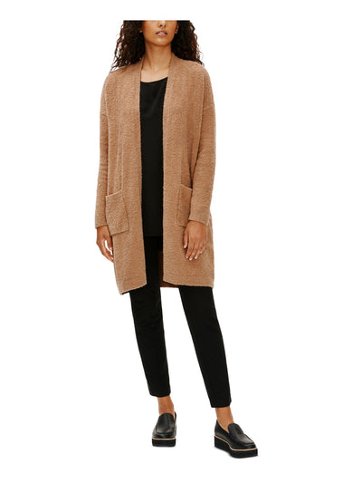 EILEEN FISHER Womens Beige Cotton Blend Pocketed Cardigan Long Sleeve Open Front Wear To Work Top XL