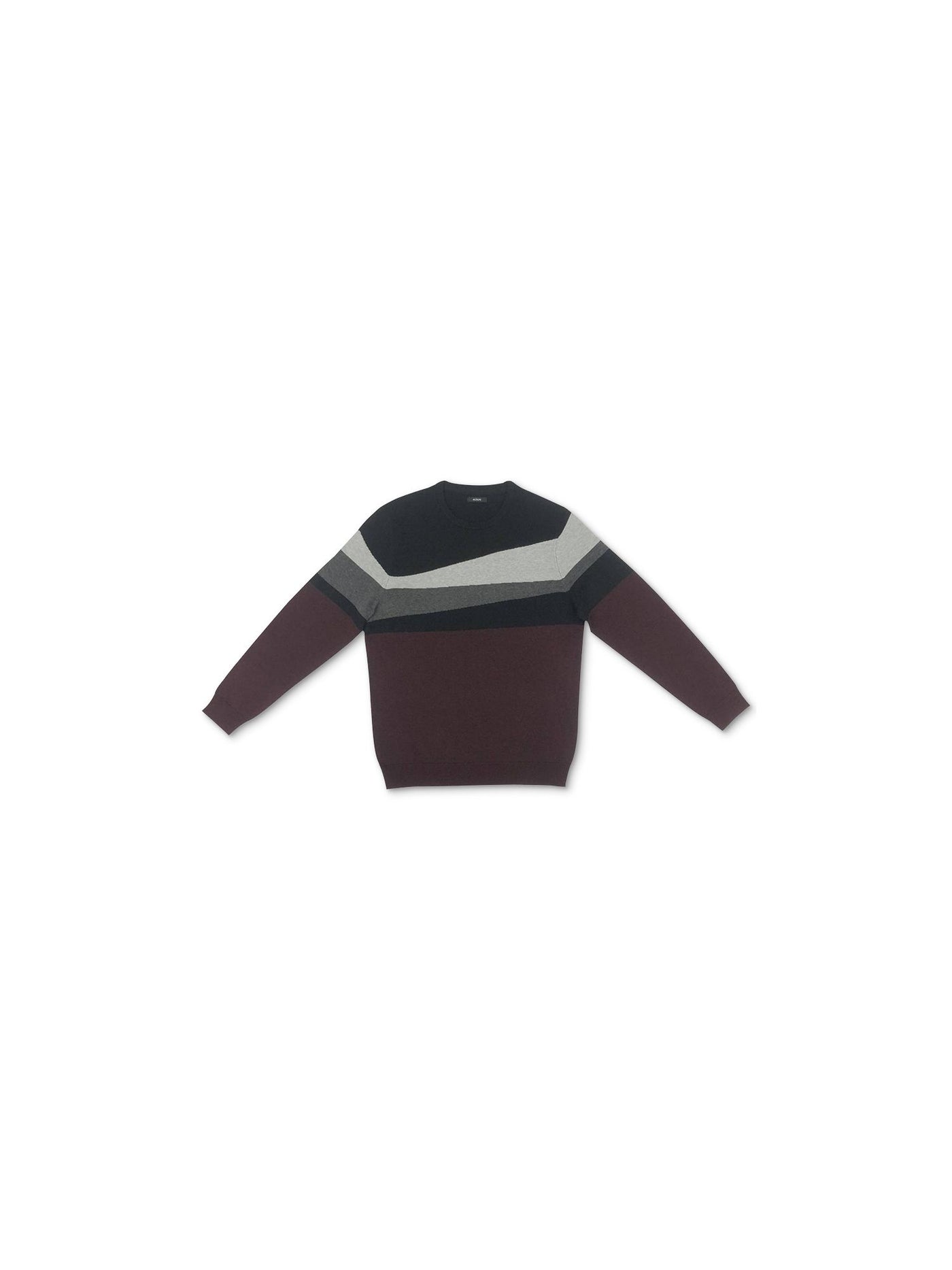ALFANI Mens Burgundy Striped Crew Neck Pullover Sweater XL