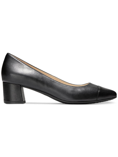 COLE HAAN Womens Black Cushioned Go-to Almond Toe Block Heel Slip On Leather Dress Pumps Shoes 9 B