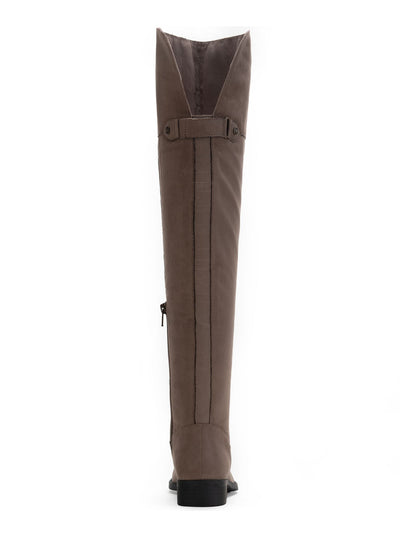 SUN STONE Womens Brown Wide Calf Allicce Round Toe Block Heel Zip-Up Riding Boot 5.5