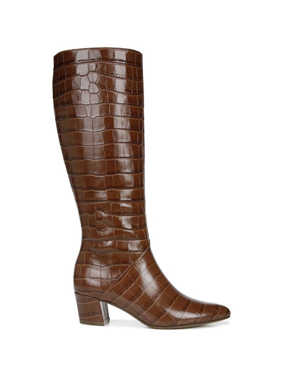 NATURALIZER Womens Brown Crocodile Goring Wide Calf Cushioned Melanie Pointed Toe Block Heel Zip-Up Leather Dress Boots 6.5 M WC