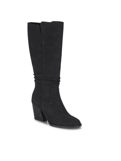 BARETRAPS Womens Black Ruched Cushioned Lilly Round Toe Sculpted Heel Zip-Up Heeled Boots 9.5