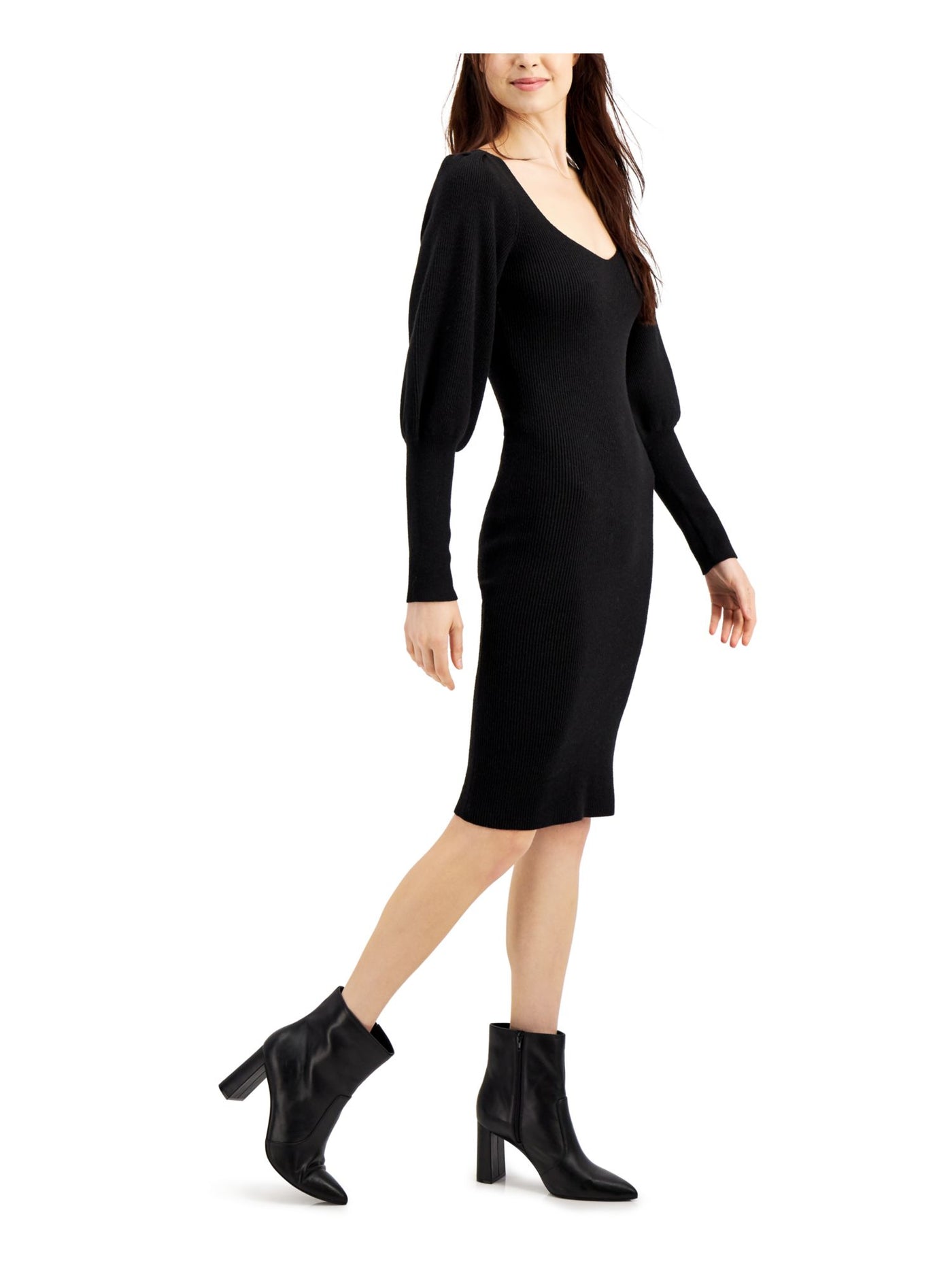 FRENCH CONNECTION Womens Scoop Neck Knee Length Body Con Dress