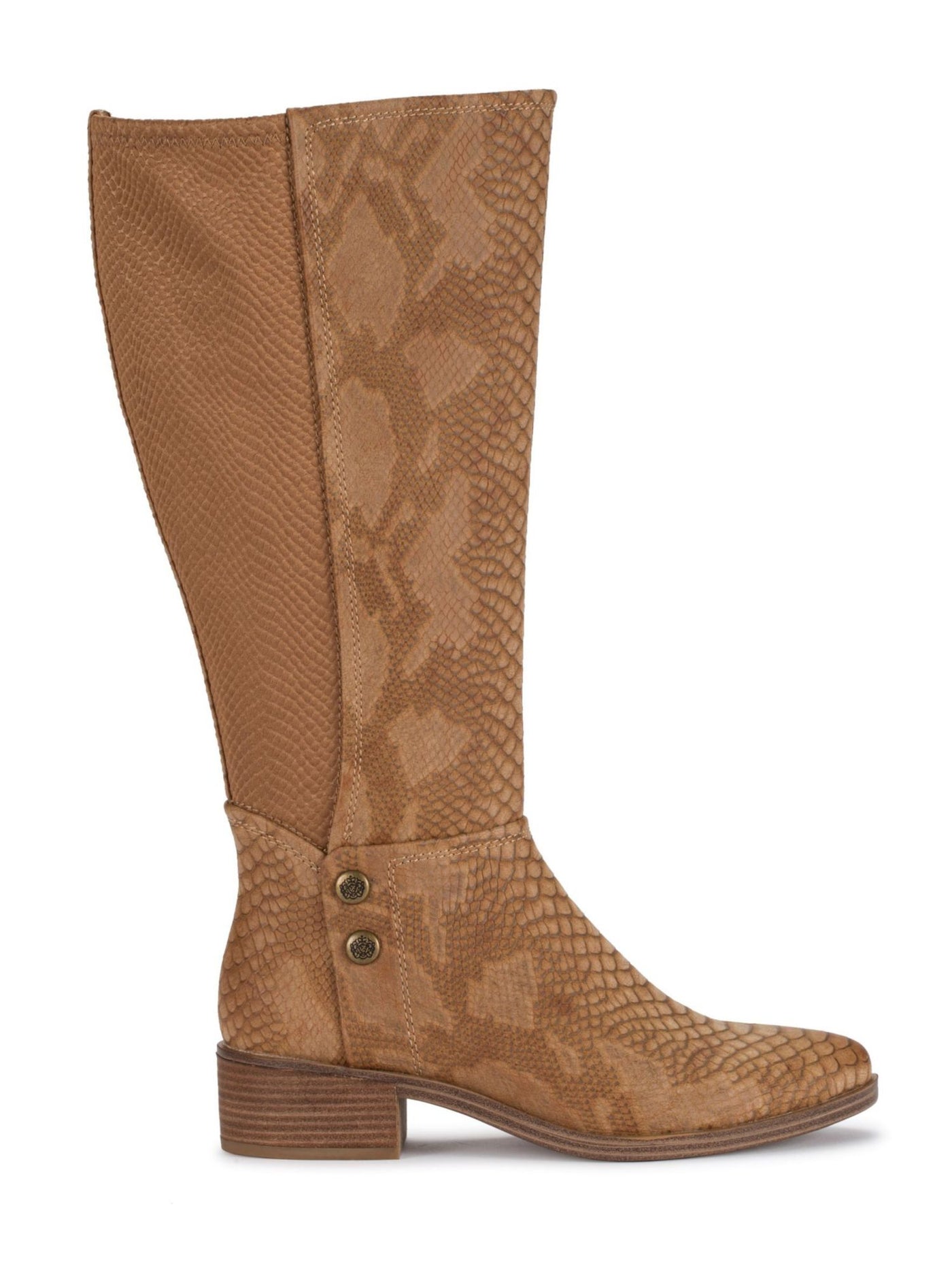 BARETRAPS Womens Beige Cushioned Stretch Almond Toe Stacked Heel Zip-Up Dress Boots 8