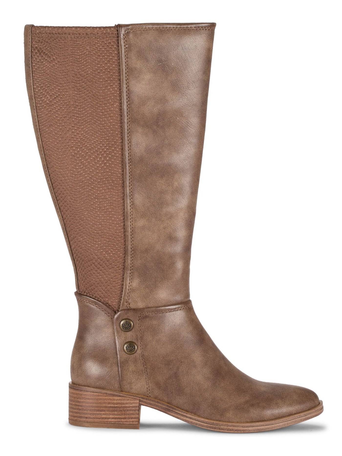 BARETRAPS Womens Brown Cushioned Stretch Almond Toe Stacked Heel Zip-Up Dress Boots 8