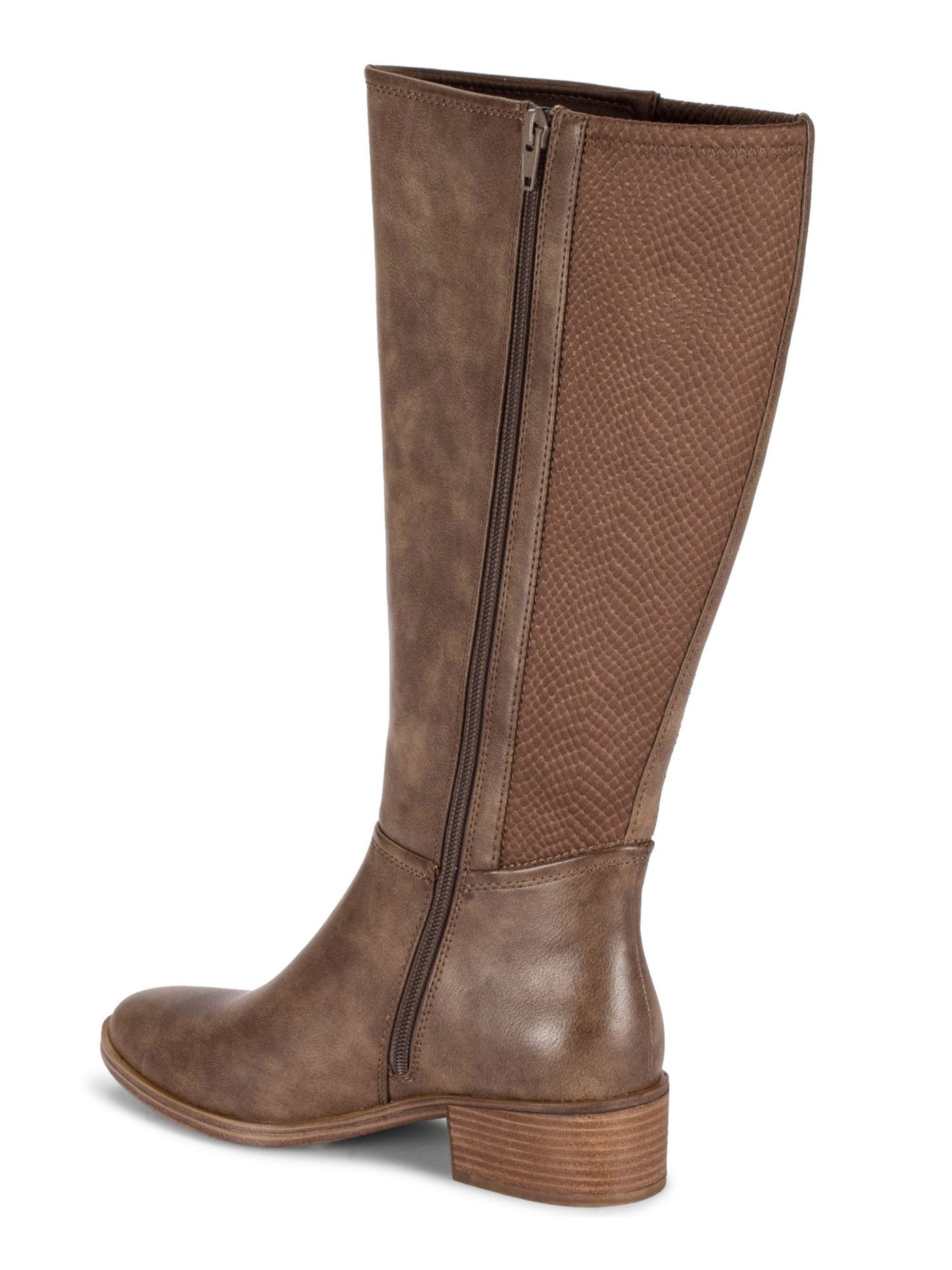 BARETRAPS Womens Brown Cushioned Stretch Almond Toe Stacked Heel Zip-Up Dress Boots 8