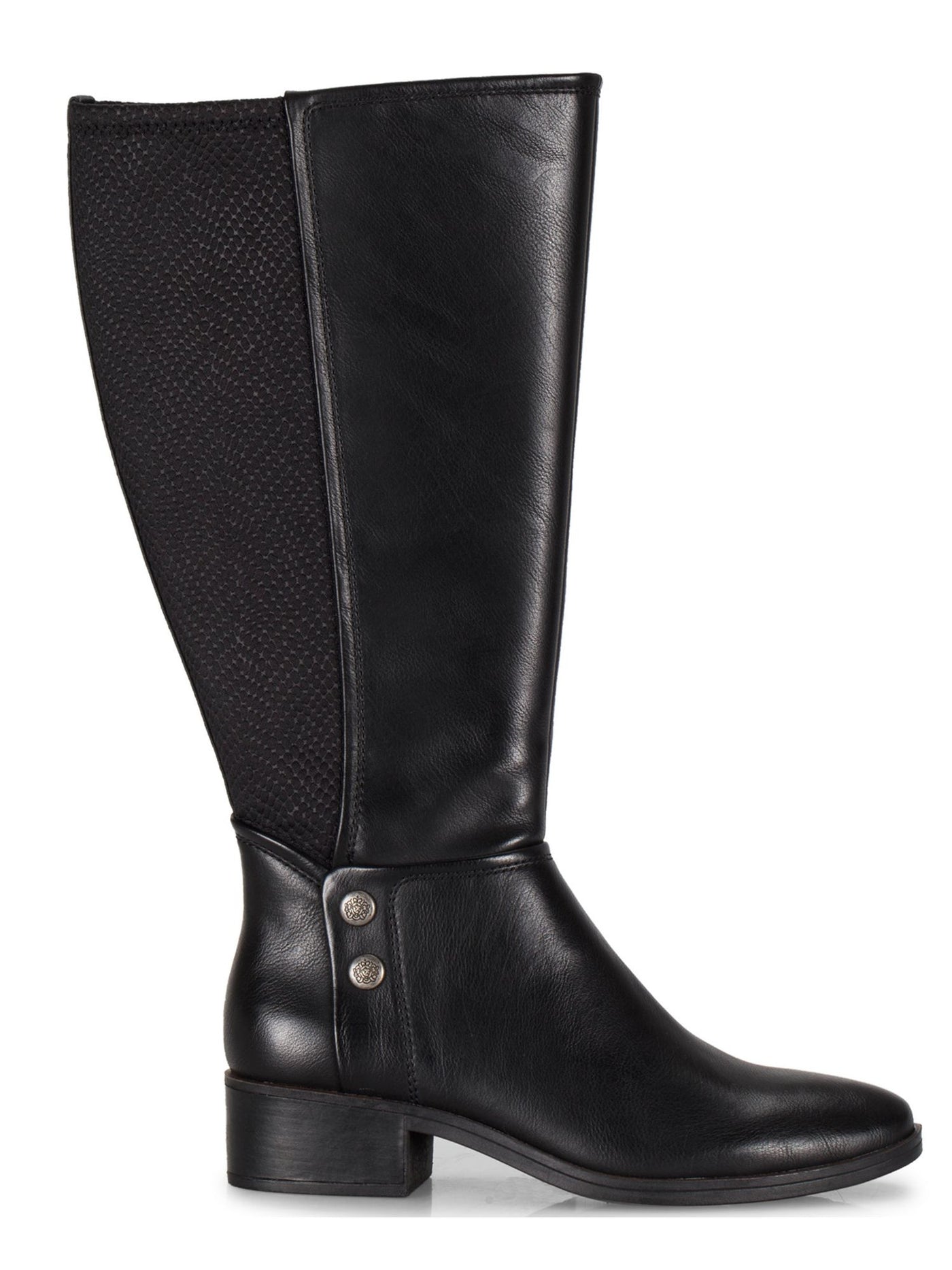 BARETRAPS Womens Black Padded Studded Stretch Madelyn Almond Toe Block Heel Zip-Up Boots 6.5 M