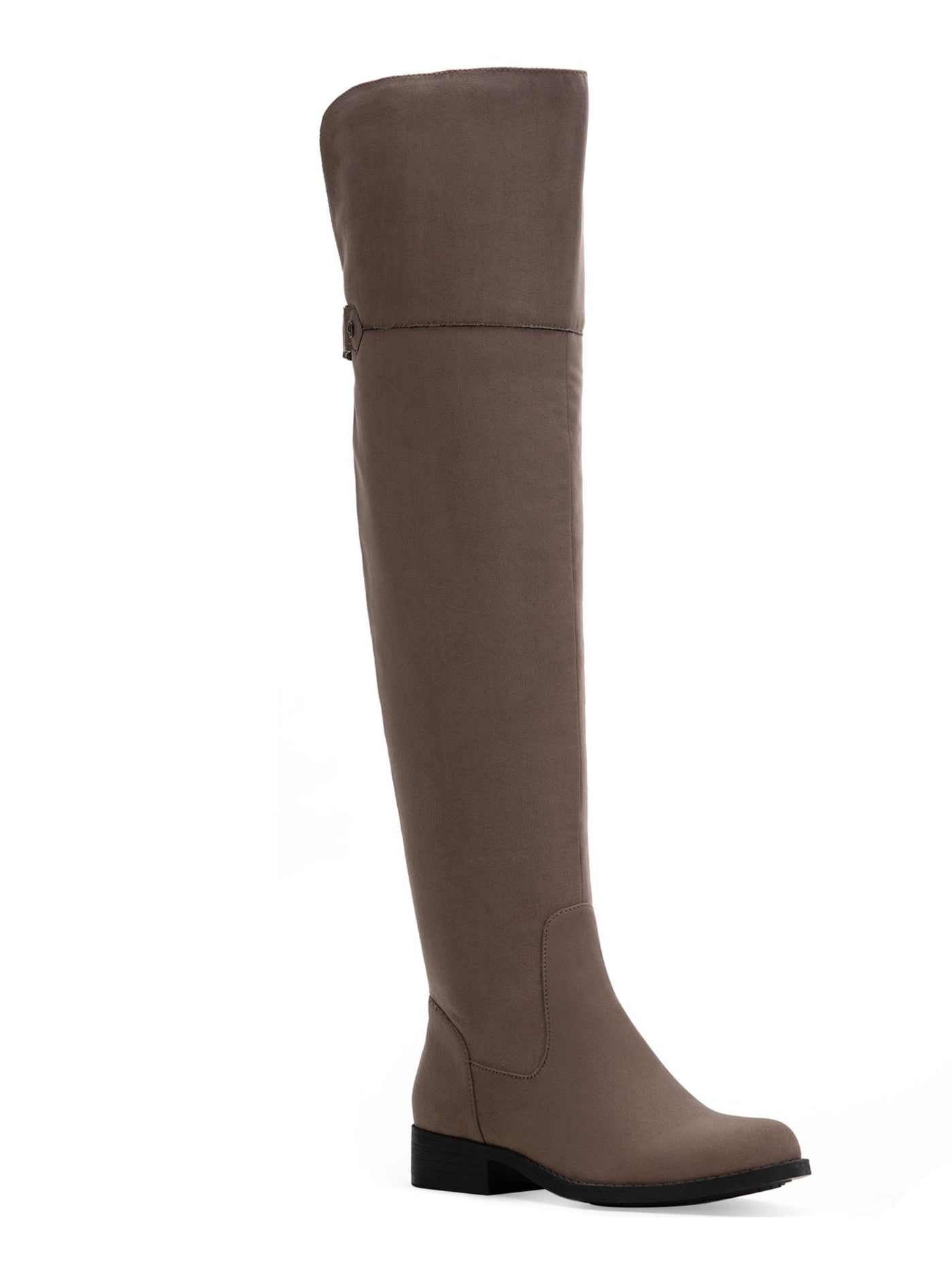 SUN STONE Womens Brown Wide Calf Allicce Round Toe Block Heel Zip-Up Riding Boot 6