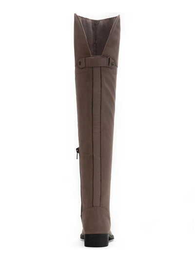 SUN STONE Womens Brown Wide Calf Allicce Round Toe Block Heel Zip-Up Riding Boot 6