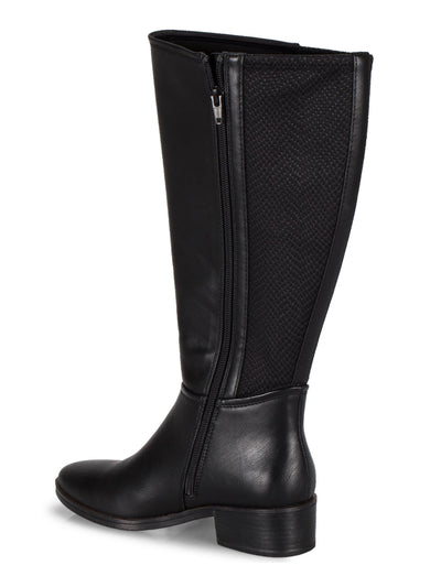 BARETRAPS Womens Black Studded Wide Calf Almond Toe Stacked Heel Zip-Up Heeled Boots 6 M WC