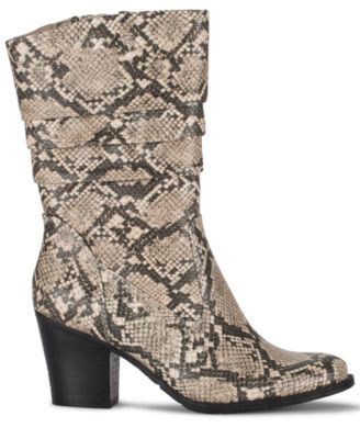 BARETRAPS Womens Beige Animal Print Round Toe Stacked Heel Zip-Up Heeled Boots 6