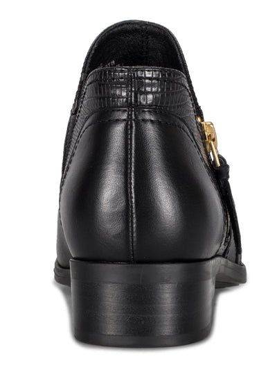 BARETRAPS Womens Black Snake Print Comfort Stretch Serah Round Toe Block Heel Zip-Up Leather Booties 10 M