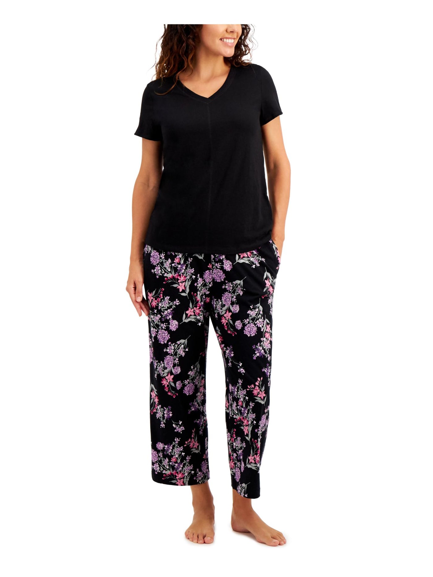 CHARTER CLUB Intimates Black Jersey Pullover  Front Seam Sleep Shirt Pajama Top XS