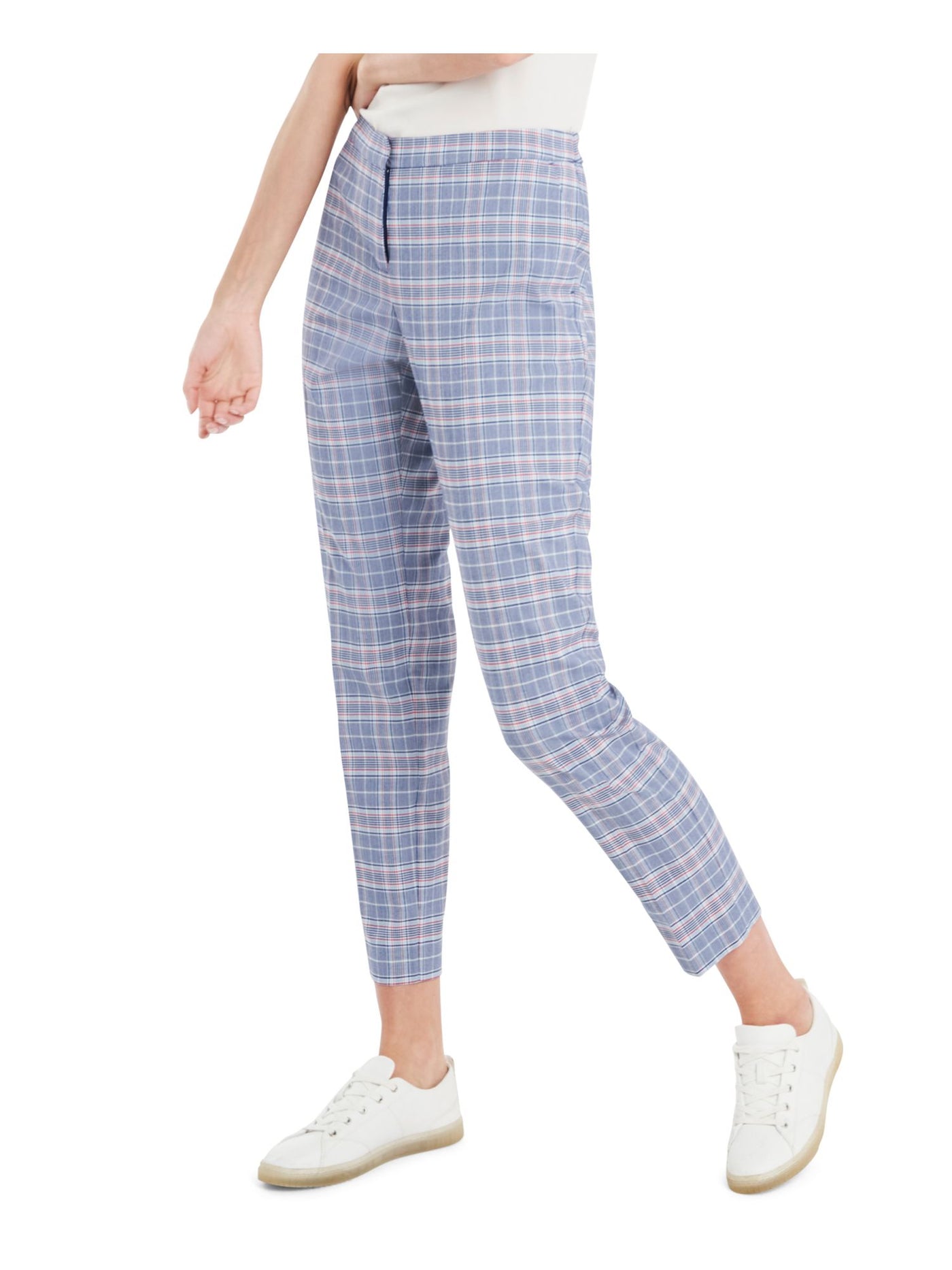 RILEY&RAE Womens Blue Plaid Cropped Pants 2