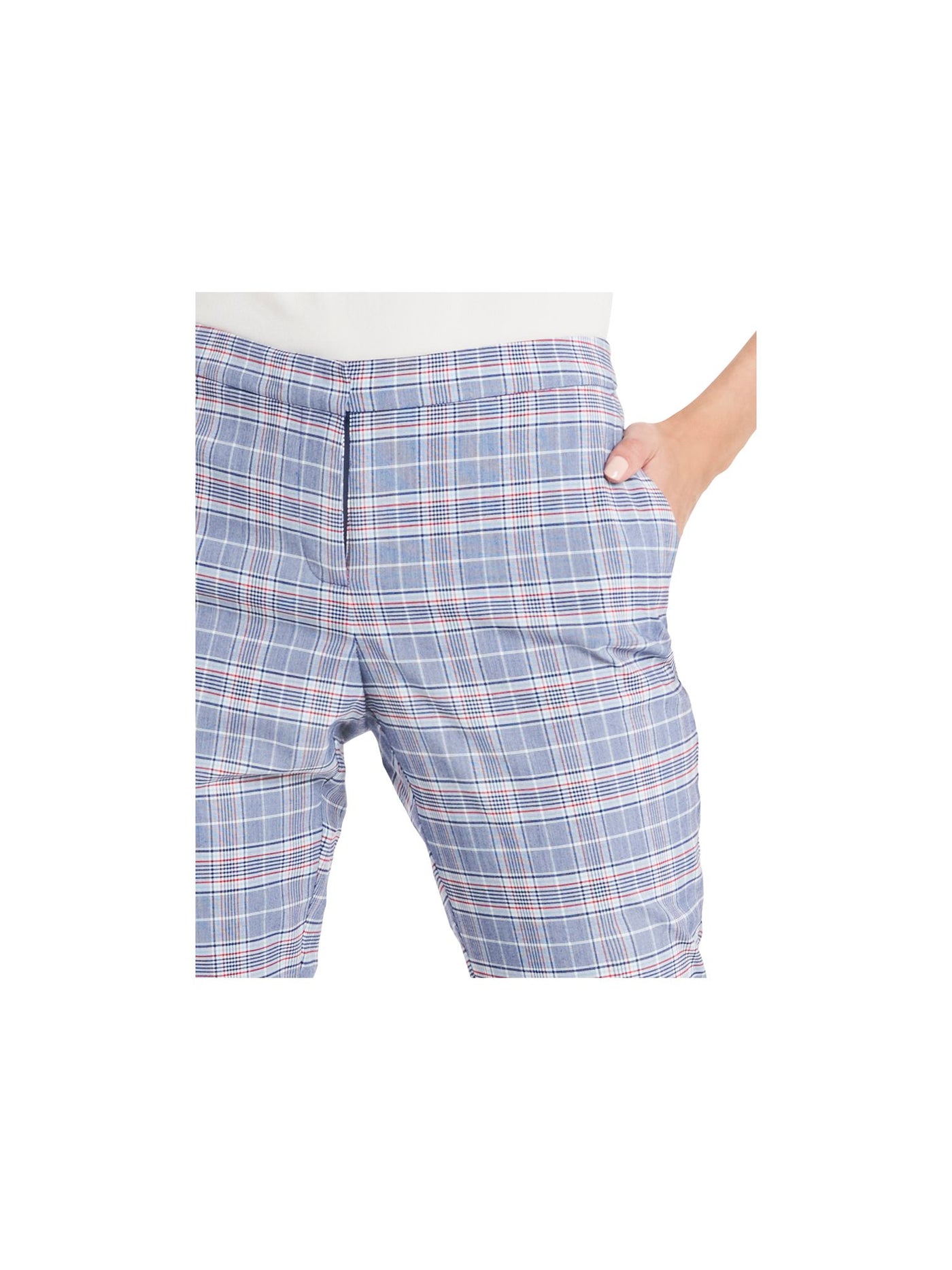 RILEY&RAE Womens Blue Plaid Cropped Pants 2