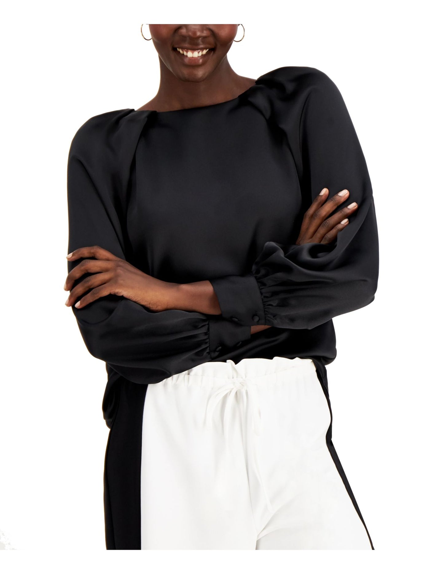 ALFANI Womens Black Raglan Sleeve Jewel Neck Wear To Work Top XXL