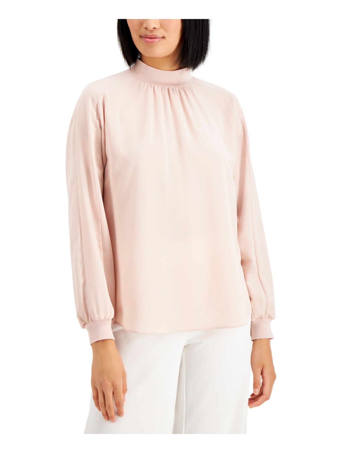 ALFANI Womens Light Pink Zippered Long Sleeve Top XXL