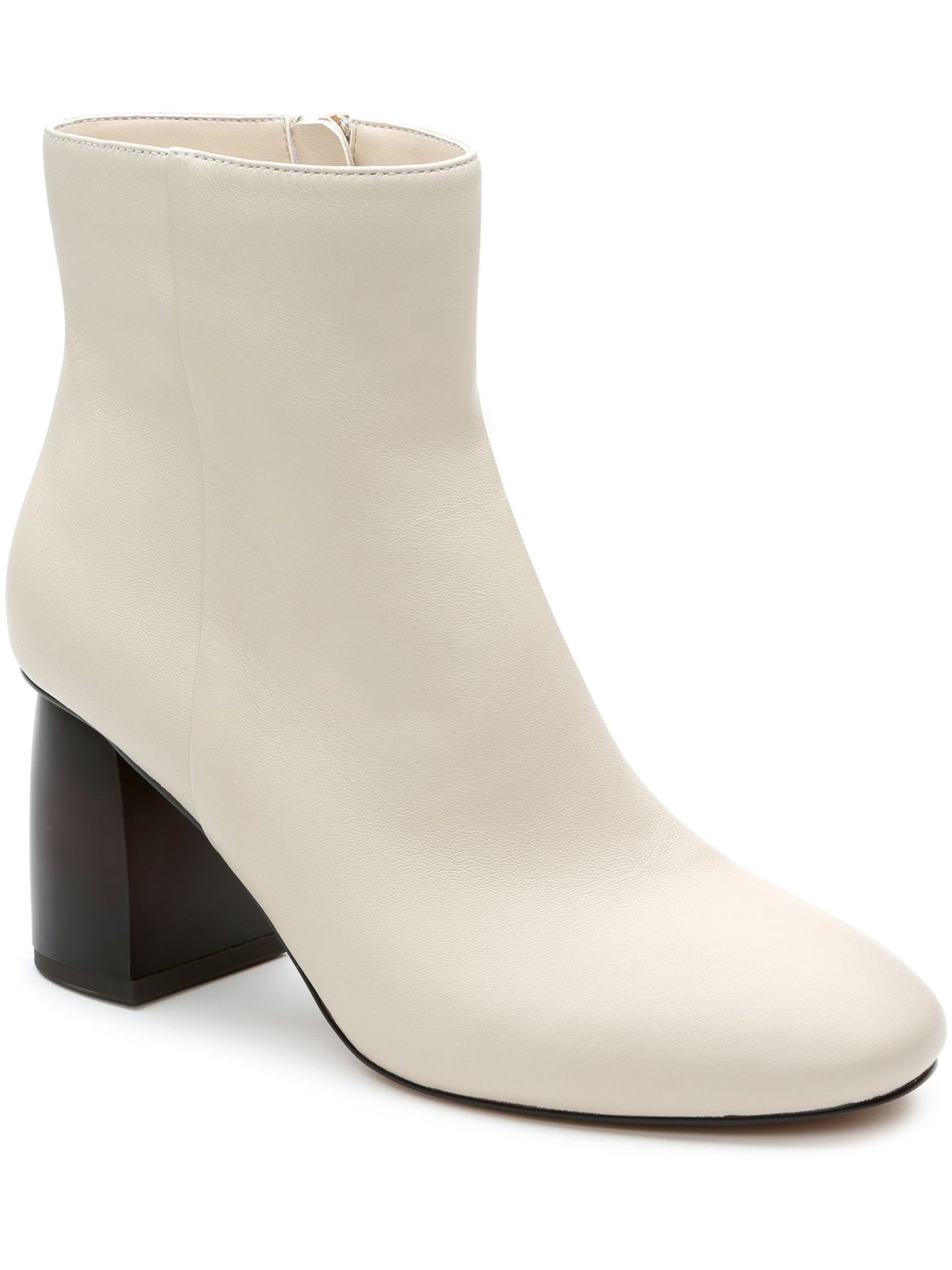 SANCTUARY Womens Ivory Memory Foam Cushioned Zipper Accent Bossanova Round Toe Sculpted Heel Zip-Up Leather Booties 10