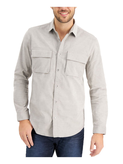 INC Mens Gray Long Sleeve Button Down Casual Shirt XS