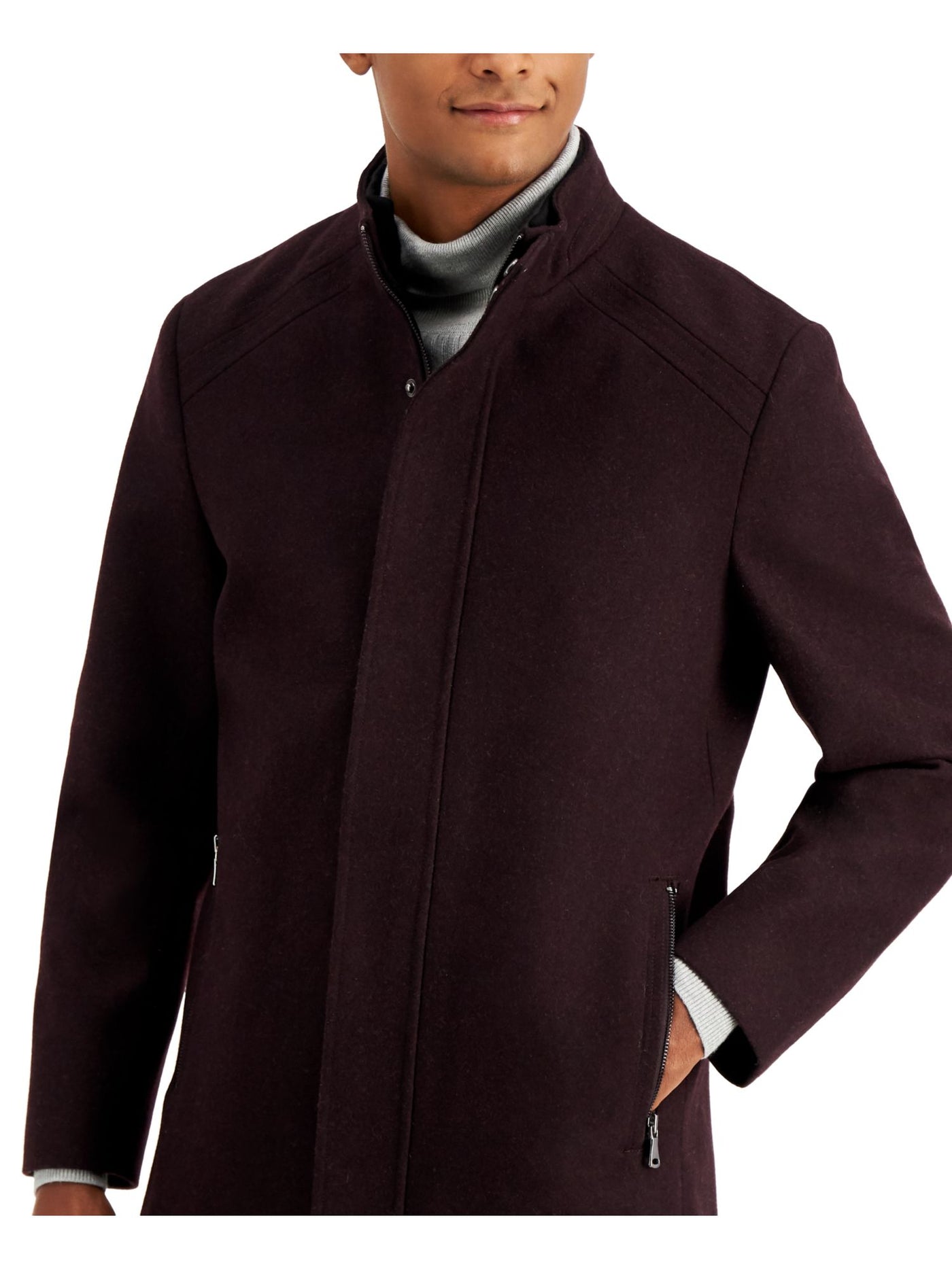 INC Mens Burgundy Single Breasted, Coat L
