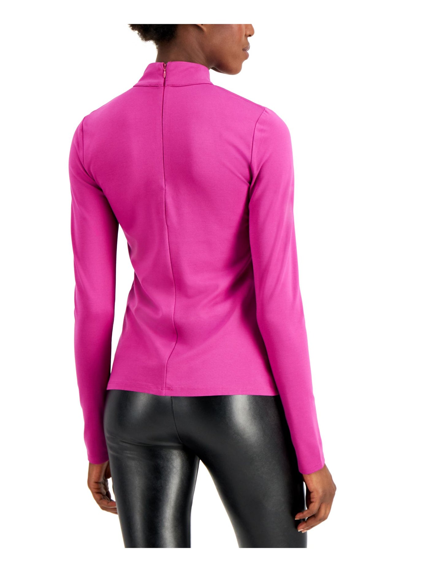 INC Womens Purple Cold Shoulder Zippered Long Sleeve Top M