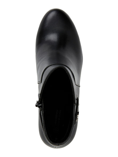 GIANI BERNINI Womens Black Logo Hardware Strap Detail Padded Slip Resistant Artemyss Almond Toe Block Heel Zip-Up Heeled Boots 7.5 M