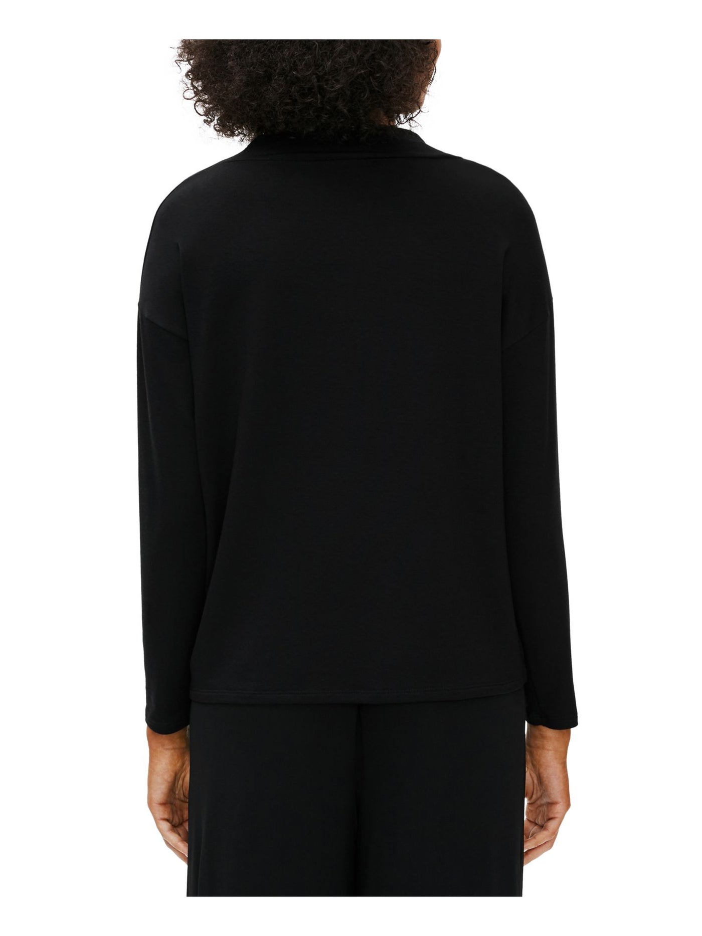 EILEEN FISHER Womens Black Slitted Long Sleeve Funnel Neck Top XS