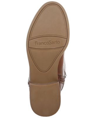 FRANCO SARTO Womens Brown Over The Knee Cushioned Studded Haleen Round Toe Block Heel Zip-Up Leather Dress Boots Shoes M