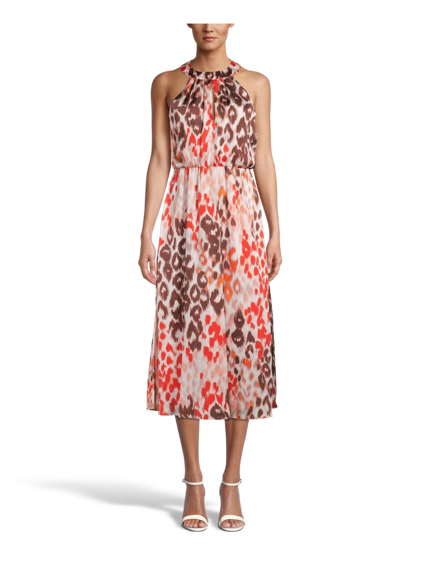 bar iii fit & flare dress Bar III Womens Floral Print Smocked Fit & Flare Dress White L