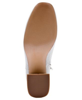 JANE AND THE SHOE Womens White Crocodile Cushioned Iris Square Toe Block Heel Zip-Up Booties