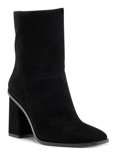 VINCE CAMUTO Womens Black Dantania Square Toe Block Heel Zip-Up Leather Dress Booties 6.5 M
