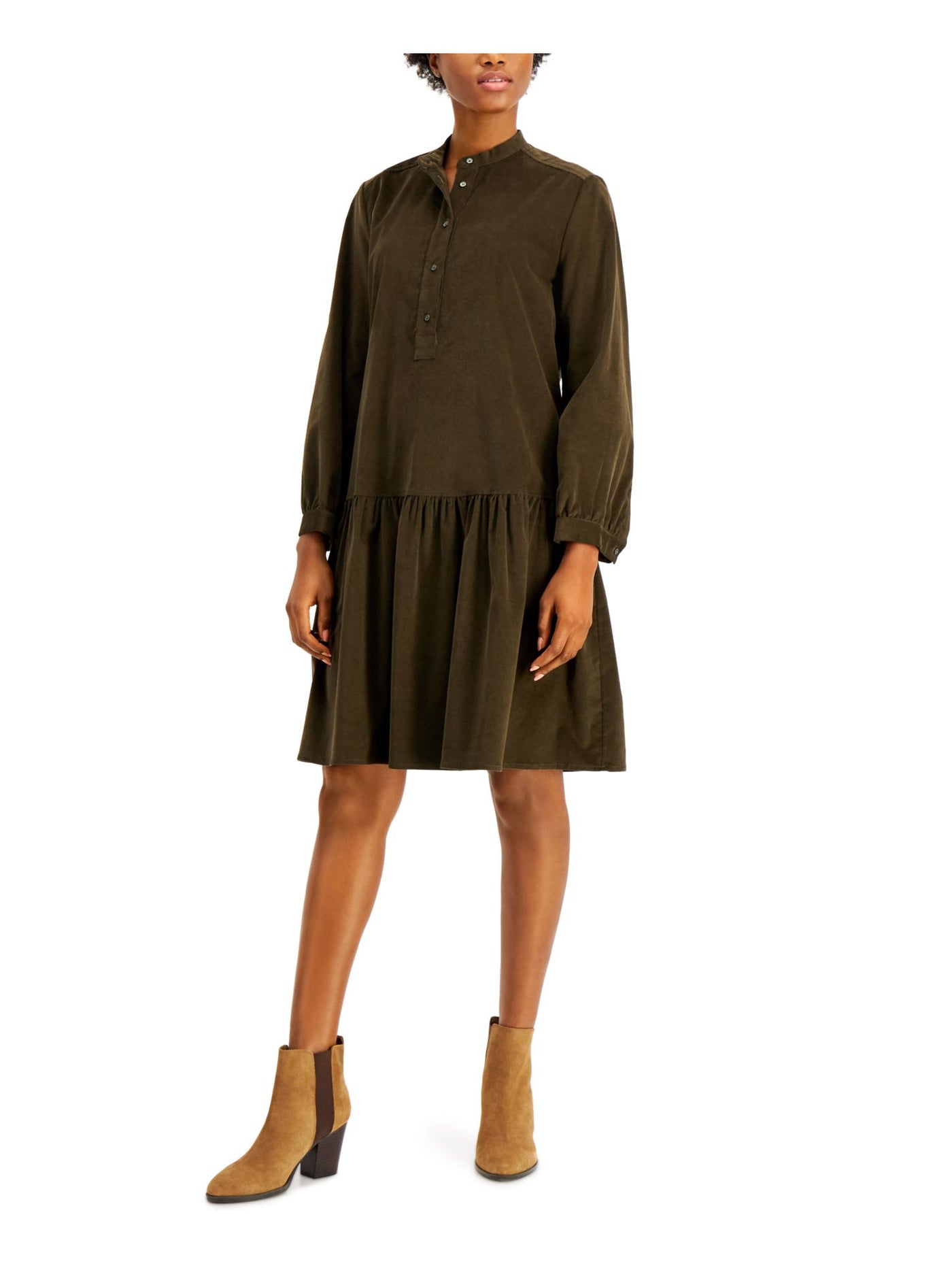 MAX MARA WEEKEND Womens Green Stretch Blouson Sleeve Above The Knee Shift Dress 4