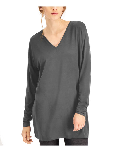 EILEEN FISHER Womens Gray Long Sleeve V Neck Top XS