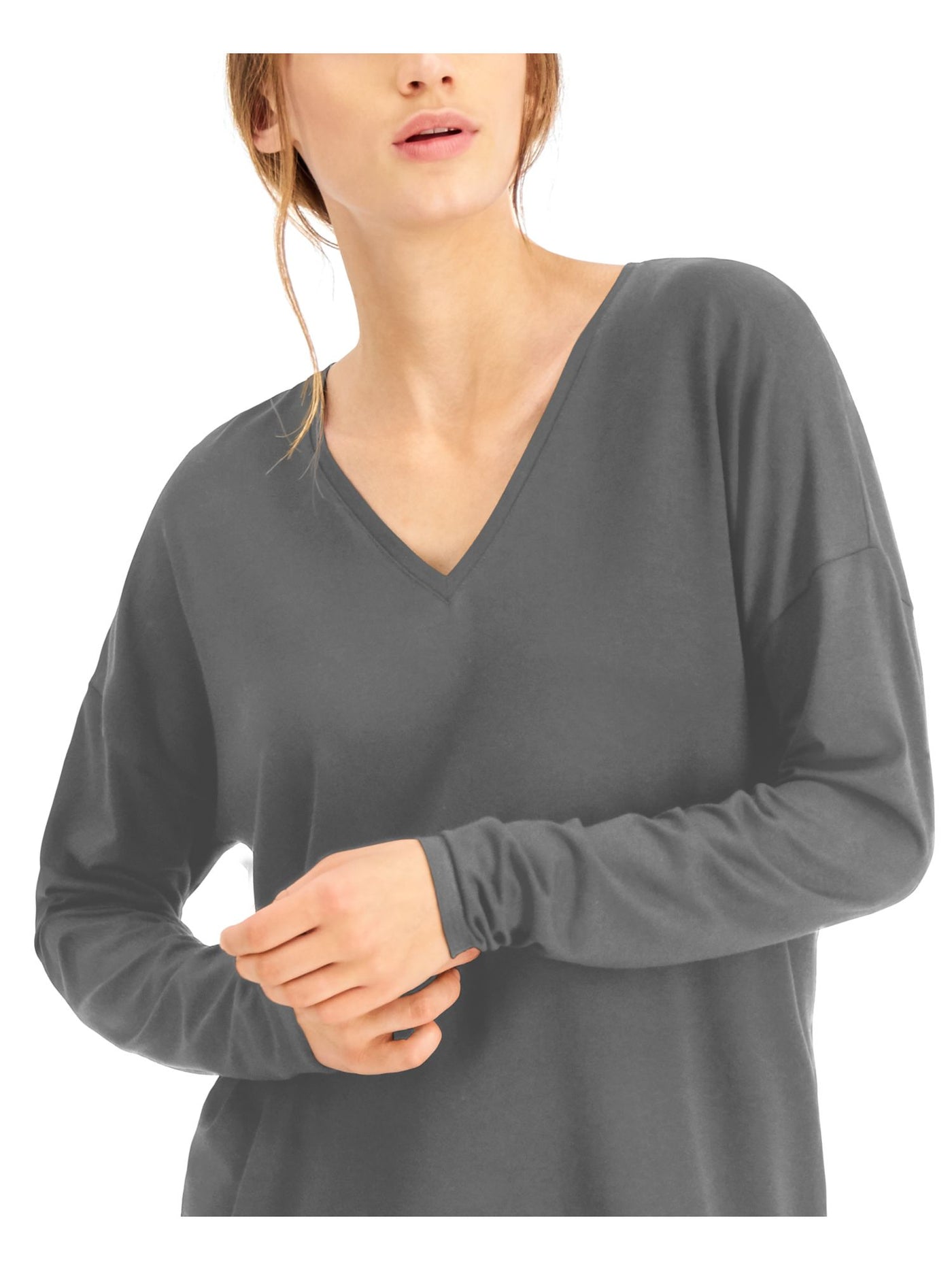 EILEEN FISHER Womens Gray Long Sleeve V Neck Top XS