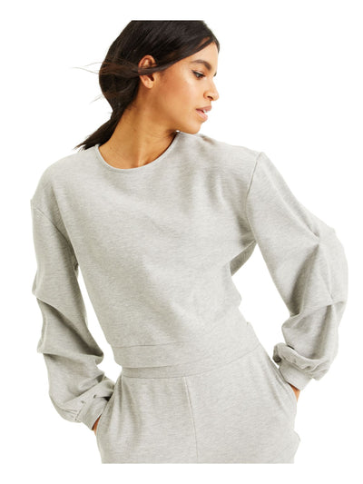 INC Womens Gray Cut Out Embellished Tie Long Sleeve Heather Sweatshirt L